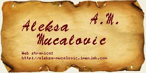 Aleksa Mučalović vizit kartica